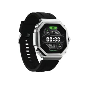 Porodo Amoled 1.43" Smart Watch Silver Dial Wireless Charging with Black Sport Silic