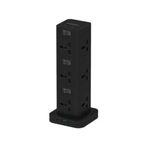 Porodo PD20W QC 3.0 1A + 2 Type C Socket Tower 3M - Black