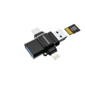 Porodo 4-in-1 Memory Card Reader - Black