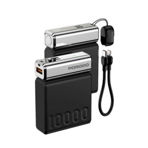 Porodo Power Bank 10000mAh/7.7V/38.5Wh (2pcs battery cells) - Black