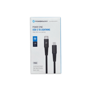 Powerology Nylon Braided Aluminum Shell Type-C to Lightning 1.2M Cable - Black