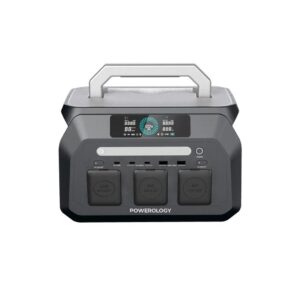 Powerology 800W Portable Power Station with 512wh Capacity - Black