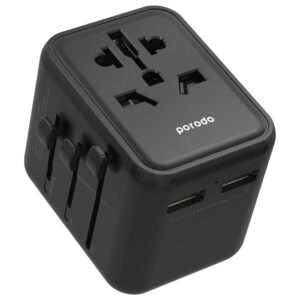 Porodo Dual USB-A Universal Travel Adapter 2.4A - Black