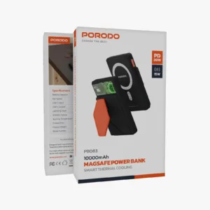 Porodo 20W Power Bank with Cooling Fan and Stand 10000mAh - Black