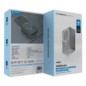 Powerology PD20W MagSafe Wireless Power Bank 30000mAh - Dark Grey