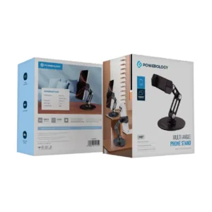 Powerology Adjustable Folding Double-Arm Aluminum Alloy with Silicone Pad Phone Holder - Bl