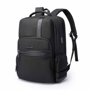 Bange Men Letter Leather Stitching Waterproof Backpack with USB Port, Size: 46 x 33 x 19cm - Black