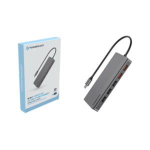 Powerology 12in1 USB-C Hub HDMI Type-C 100W PD Ethernet VGA USB SD MicroSD 3.5AUX - Dark