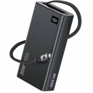 Green Lion Retractable Power Bank 35W 20000mAh - Black
