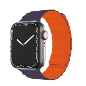 Green Lion Silicone Magnetic Watch Band for Apple Watch 42/44/45/49MM - Purple/Orange